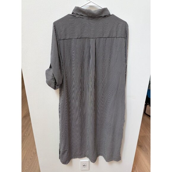 White House Black Market Womens Black & White Striped Button-Up Shirt Dress Size - Picture 5 of 5